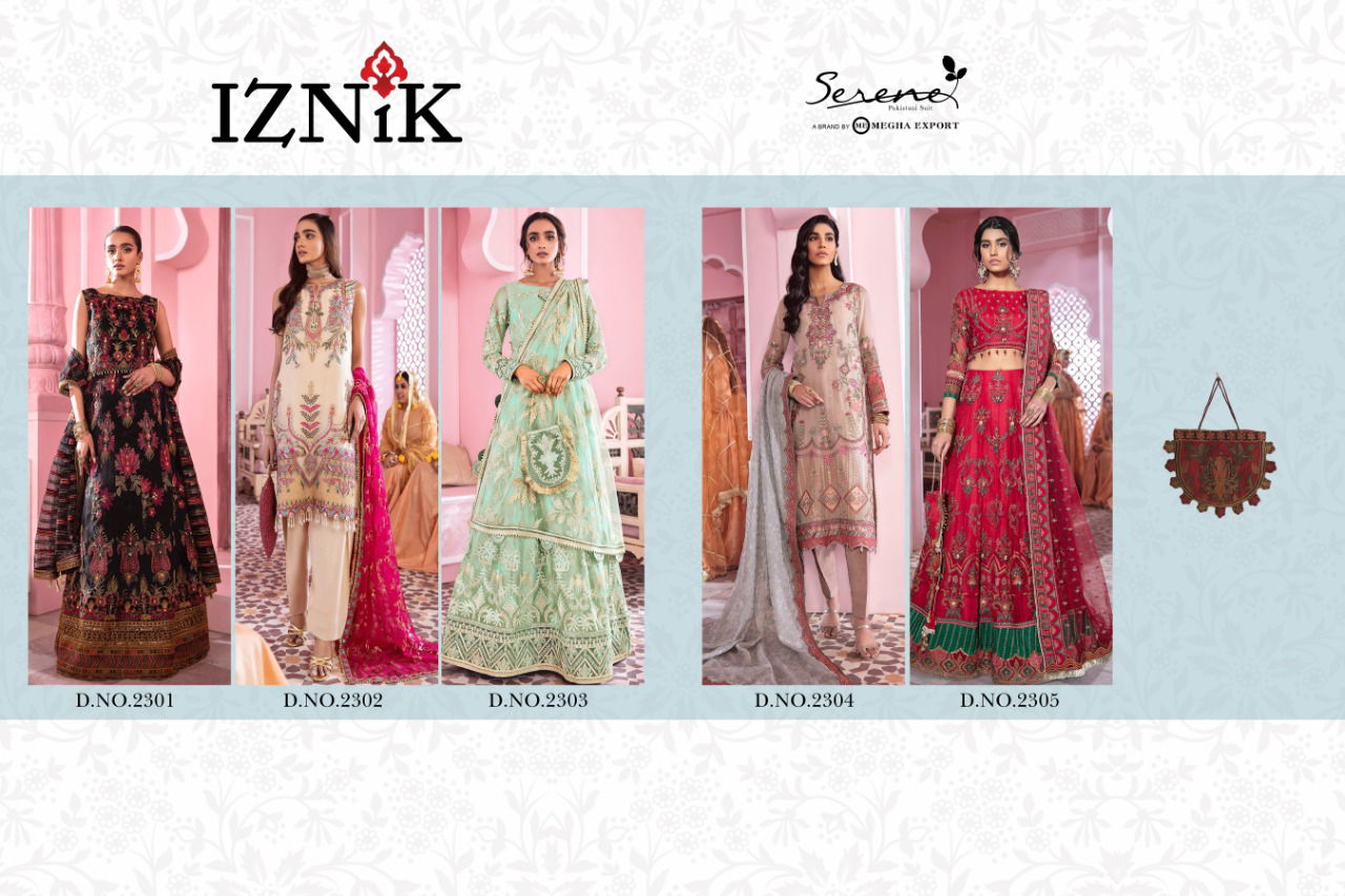 Serene Iznik Heavy Designer Festive Wear Fox Georgette Butterfly Net And Heavy Embroidered Pakistani Salwar Suits Collection
